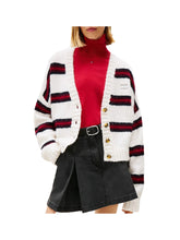 TOMMY JEANS 2USCITA Cardigan Tommy Hilfiger relaxed fit a righe con distintivo Bianco Bianco